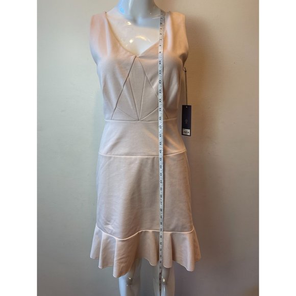 NWT Jennifer Lopez Womens A Line Mini Dress JL414401 Ruffle Hem Beige 2 was 70$ - Picture 6 of 12
